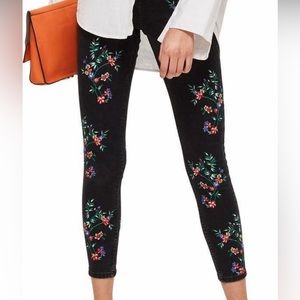 Topshop Moto Floral Embroidery Skinny Jeans W28 L30